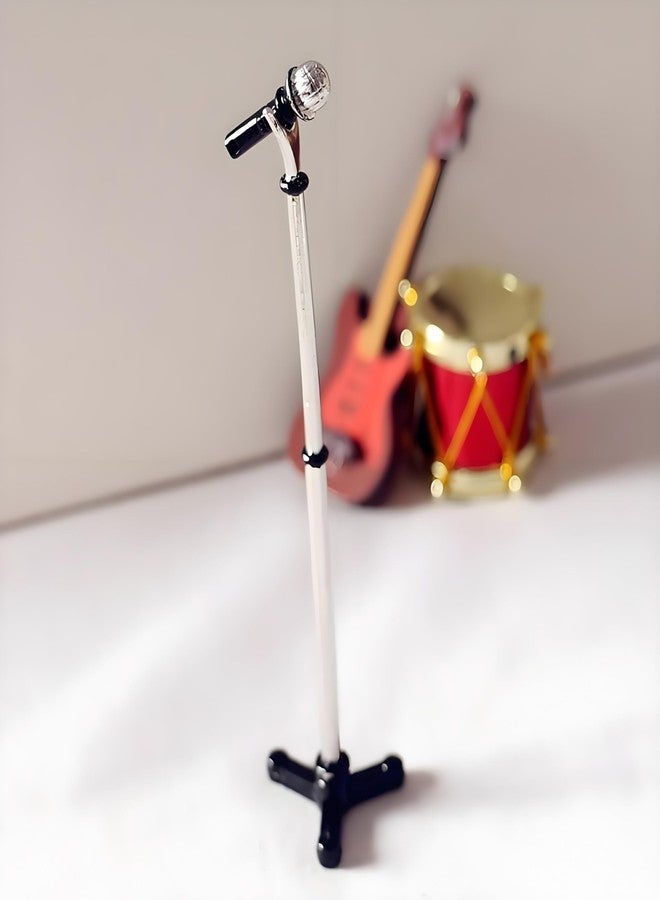 Kryoflare 1/12 Scale Dollhouse Miniature Metal Microphone Stand, Adjustable Studio Recording Equipment for Music Room, Realistic Miniature Decor Accessories, Doll House Accessories and Furniture - Image 2